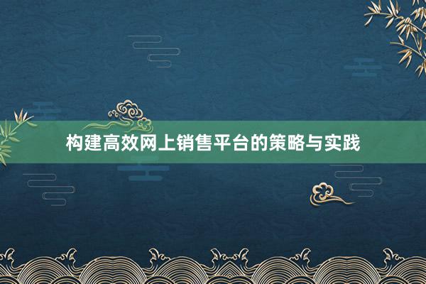 构建高效网上销售平台的策略与实践